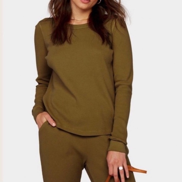 MATE the Label Tops - MATE The Label Organic Thermal Crew Neck NWT Size XS in Moss Green SOLD OUT